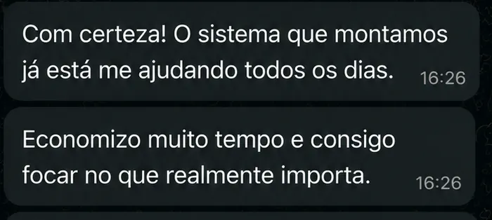 Mensagem de um gestor sobre o resultado da IA aplicada à rotina da empresa